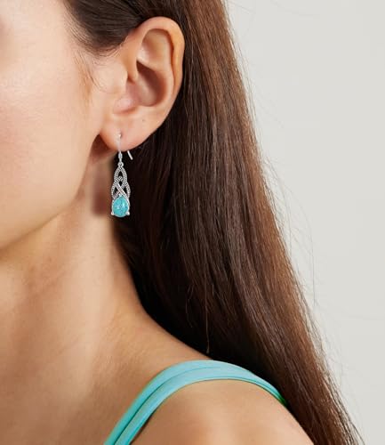 Real Turquoise Earrings Jewelry for Women 925 Sterling Silver Genuine Celtic Knot Vintage Boho Earring with Native Southwest Style2