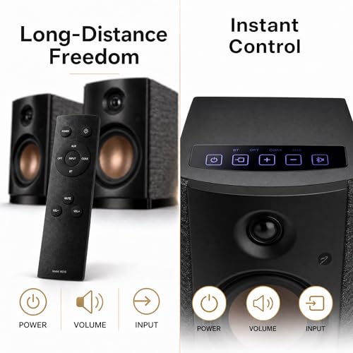 Image of HiVi-Swans OS-10 HiFi Stereo Speakers, Bluetooth 5.0 Active Computer Bookshelf Speakers - 4'' Dynamic Woofer, Powered Desk Speakers 62w RMS with Touch Control for PC /Phone /TV /Monitor (Pair)