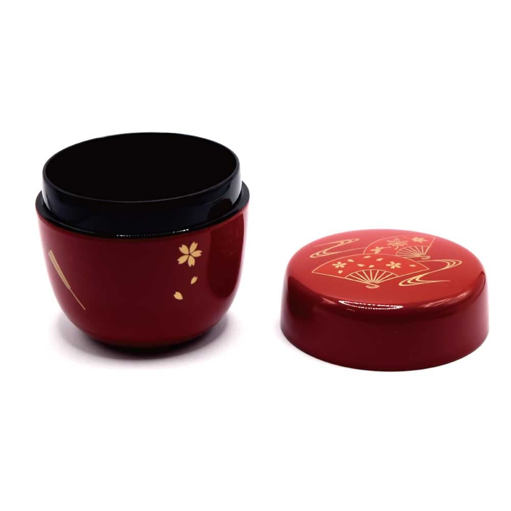 Amazon | 茶道具 中棗 なつめ 朱 扇面流水 樹脂製 茶道 抹茶 高さ約7cm