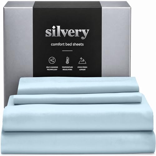 Silvery Silver Infused Bed Sheets Set - Ultra-Soft Temperature-Regulating Fabric with Self-Cleaning Technology™ that Stays Fresh 3X Longer for Hygienic Sleep