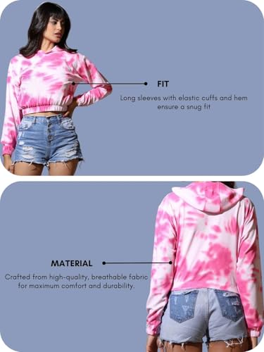 Image of OM SAI LATEST CREATION Women's Western Crop Top with Hoodie Neck & Long Sleeve || Drawstring Pullover Tops || Loose Casual Hoodies for Women Top.