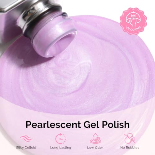 Image of MelodySusie Pastel Purple Pearl Gel Nail Polish,0.5fl oz Soak Off UV LED Drawing Shimmer Gel Polish Soak Off Swirl Shell Thread Effect Gifts for Women Nail Art Manicure Salon DIY Nail Design-A1711