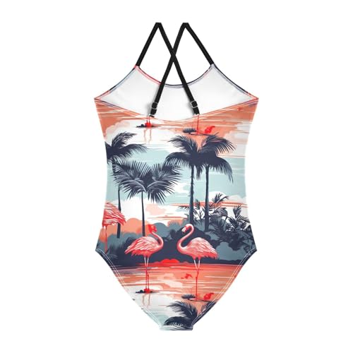 Flamingo Palm Girls One Piece Swimsuit Beach Swimwear 208490662