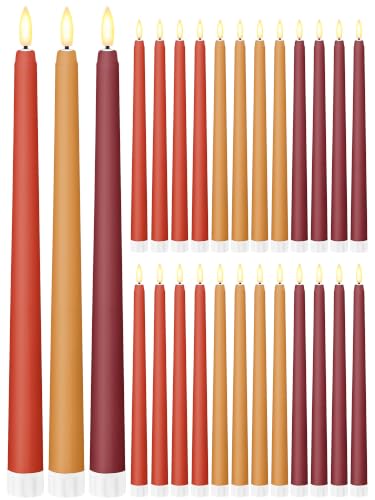 Image of Treela 24 Pcs Flameless LED Taper Candles, Fall, 11 Inch, Warm Color
