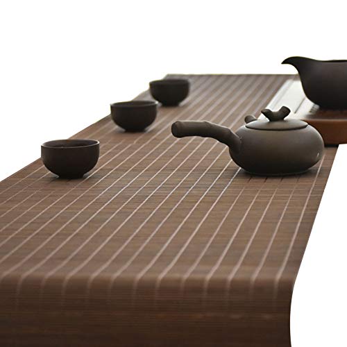 Chemins De Table en Bambou Brun, Napperons Tissés à La Main De Ferme pour Tapis De Table à Manger De Table Basse, Tapis De Thé Antidérapant D'isolation Thermique(Size:30×240cm)