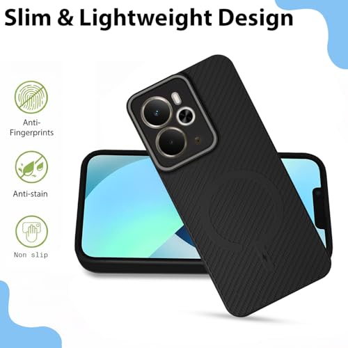 Image of LIRAMARK Rugged Carbon Fibre TPU Armor Silicone Back Cover Case for Realme 14 5G