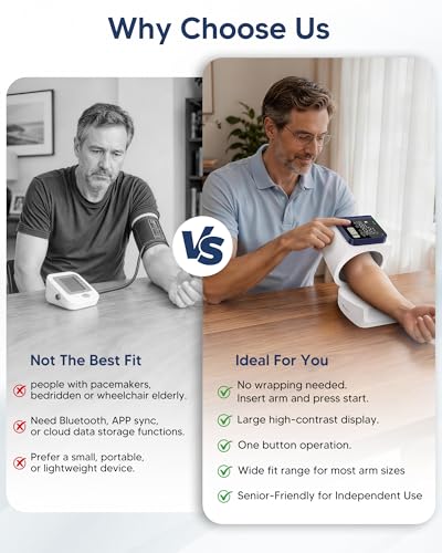 Arboleaf Blood Pressure Monitor for Home Use, Upper Arm No-Wrap Arm-in | 4 users x 199 readings, large display, 8.7-15.7 in arm fit, one-touch use, no app needed, irregular heartbeat alert, AA/USB-C - image 6
