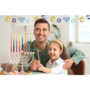 The Dreidel Company Dripless Deluxe Tapered Hanukkah Candles, Multicolored 3-Tone Pastel Decorations, Chanukkah Menorah Candles for All 8 Nights of Chanukah (Single) The Dreidel Company Dripless Deluxe Tapered Hanukkah Candles Multicolored 3 Tone Pastel Decorations Chanukkah Menorah Candles for All 8 Nights of Chanukah Single