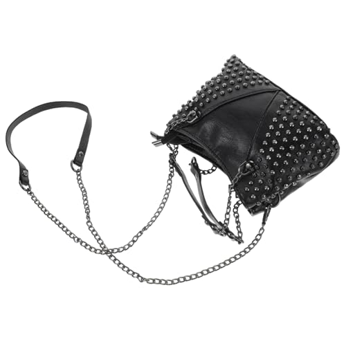 Sac noir en PU à chaîne et rivets : le style simple et pratique pour le quotidien des filles.