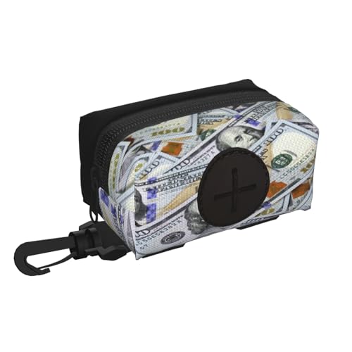 One Hundred Dollar Bills Dog Poop Bag Storage Box with Safety Lock, Suitable for Any Dog ​​Leash, Pet Travel Poop Bag Storage Bag