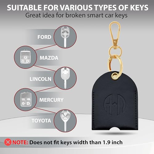 Image of Leather Keys Sleeve for Broken Car Key Loop Replacement, Keychain Cover Cute Protector and Holder for Men, Women