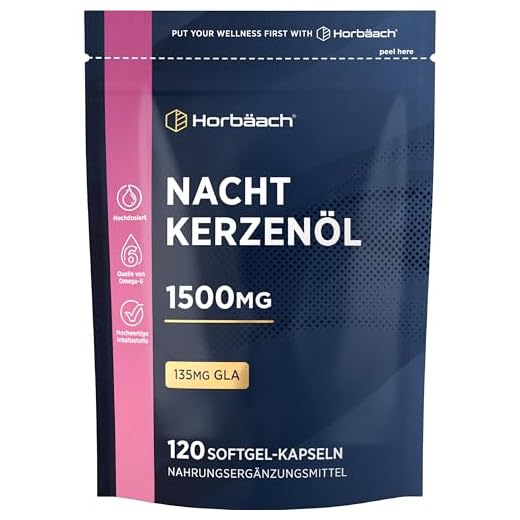 Nachtkerzenöl Kapseln Hochdosiert 1500mg | 120 Evening Primrose Oil Softgel Capsules | mit Omega 6 und GLA | von Horbaach