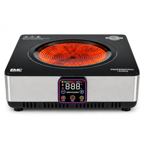 Image of Cooka D-MAX 3500 Commercial Infrared Radiant Cooktop - 3500W Heavy Duty, Patented DHC Technology, 600C Peak Heat, 24 /7 Professional Use, Fits Round & Flat Bottom Utensils