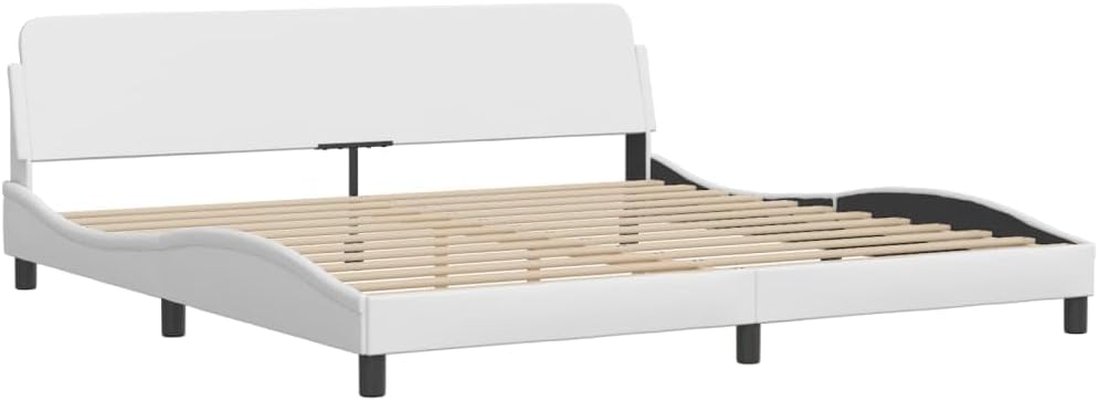vidaXL Engineered Wood Faux Leather Full Bed Frame in White