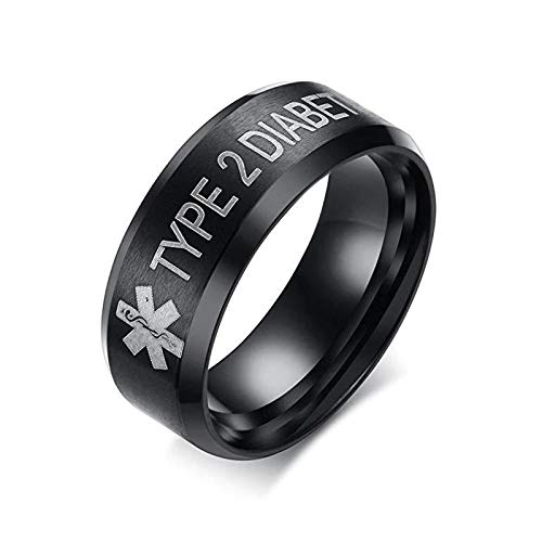 Aooaz Medical Symbol Ring Medical Sign Type 2 Diabetes Ring Stainless Steel Ring Jewelry for Men Women Size 9 Type 2 Diabetes