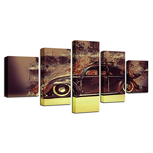 Peinture Voiture Rétro Toile Canvas Décoration Murale Salon Élégante