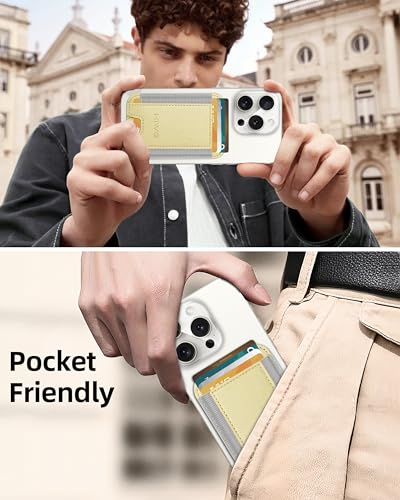 HiWe for MagSafe Wallet, Strongest Magnetic Wallet for iPhone 17/16/15/14/13/12 Series, 7 Cards Holder, Leather Minimalist Slim RFID, 1 Slot, Lemon Yellow