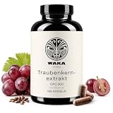 Waka Naturals® Traubenkernextrakt | 180 Kapseln | 500 mg Traubenkernextrakt pro Portion | Vitamin C | OPC