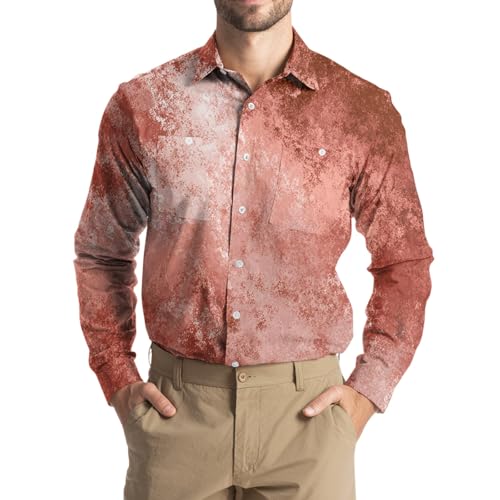 Ymosrh Button Down Tshirts for Men Long Sleeve - Solid Color Slim Fit Business Formal Dress Shirts Fit Men Fashion Tops Man Clothing Shirts Hombre Camisas Botones De Hombres (M - Watermelon Red)