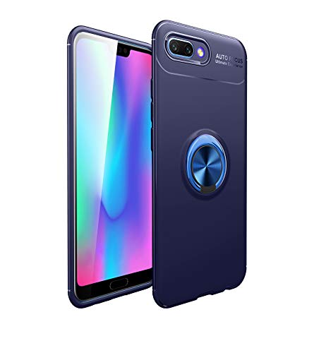 Funda Huawei Honor 10 Funda Ultra Anillo Soporte 360 Grados Giratorio Ring Grip con Kickstand Gel TPU de Silicona Bumper para Huawei Honor 10 (Azul)