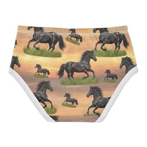 Cotton Toddler Underwear Floral Black Horses Grass Sunset Panties Little Girl Colorful Briefs Undies Kids 2t2