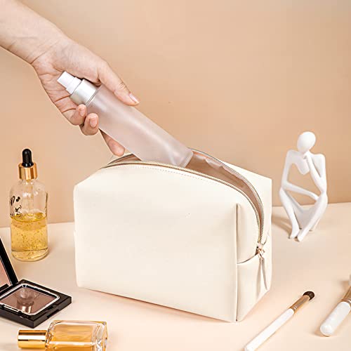 Gfu Makeup Bag, Travel Cosmetic Bag For Women, Large Capacity Travel Toiletry Bag Waterproof Pu Leather, Multifunctional Cosmetic Pouch For Girls, Women And Moms Gifts, Beige White #TOP7