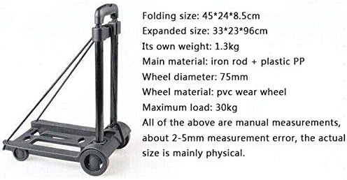 Lightweight Portable Folding Travel Trailer Cart - Multifunctional Hand Trolley for Easy Mobility, Shopping & Storage - Compact Black Luggage Carrier