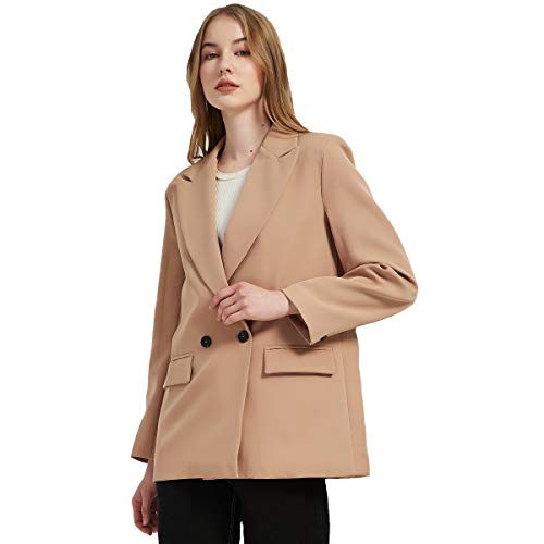 Rziv Women's Casual Long Sleeve Lapel Oversized Button Work Office Blazer Suit Jacket Camel #TOP2