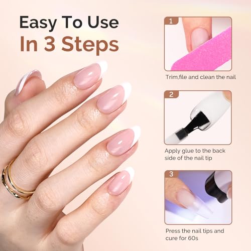 Image of MelodySusie 9 in 1 No TPO Gel Nail Glue for False Nail Tips, 2Pcs*15ml Long Lasting UV Light Required,as Base Coat, Apex Building, Blooming & Rhinestone Gel, Stong Adhesion Manicure Kit Salon Home