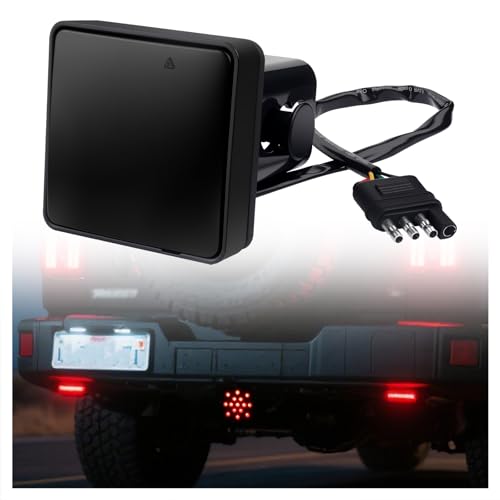 VKQTS Trailer Hitch Light 12V Tow Hitch Lights 2 Inch Receiver with 15 LED Red Lights & 4-Pin Adapter Water Resistant Trailer Hitchs Brake Light Automotive Exterior Accessories