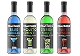 Fruitaco Blue Curacao, Grenadine,Green Mint Mojito Mint - Mocktail, Cocktail Mojito Syrup - Perfect for Mocktails & Cocktails, Syrup Flavor Pack of 4 (375 ml each)