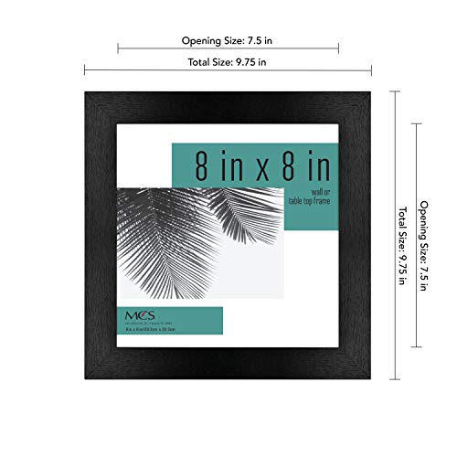 MCS Studio Gallery 8x8 Picture Frame Black Woodgrain, Wall Hanging & Easel for Tapletop Display, Square Photo Frame for Photos, Posters & Art Prints (4-Pack)