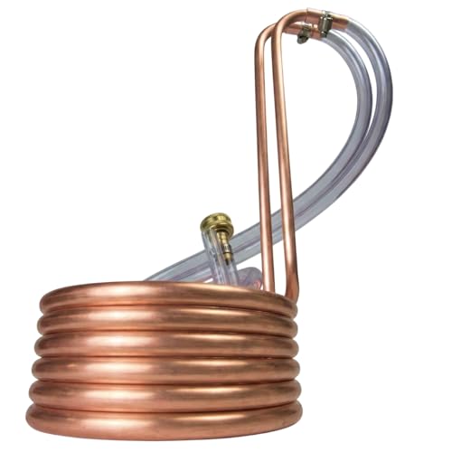 Coldbreak 12.5Ft. Wort Chiller with Copper Coil - Compact and Basic Immersion Beverage Chiller and Beer Brewing Equipment - 2pcs of 4Ft. Vinyl Tubing, Garden Hose Fitting, and Hose Clamps Included