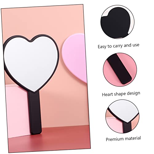 Espejo para maquillaje portátil con forma de corazón miniatura 5