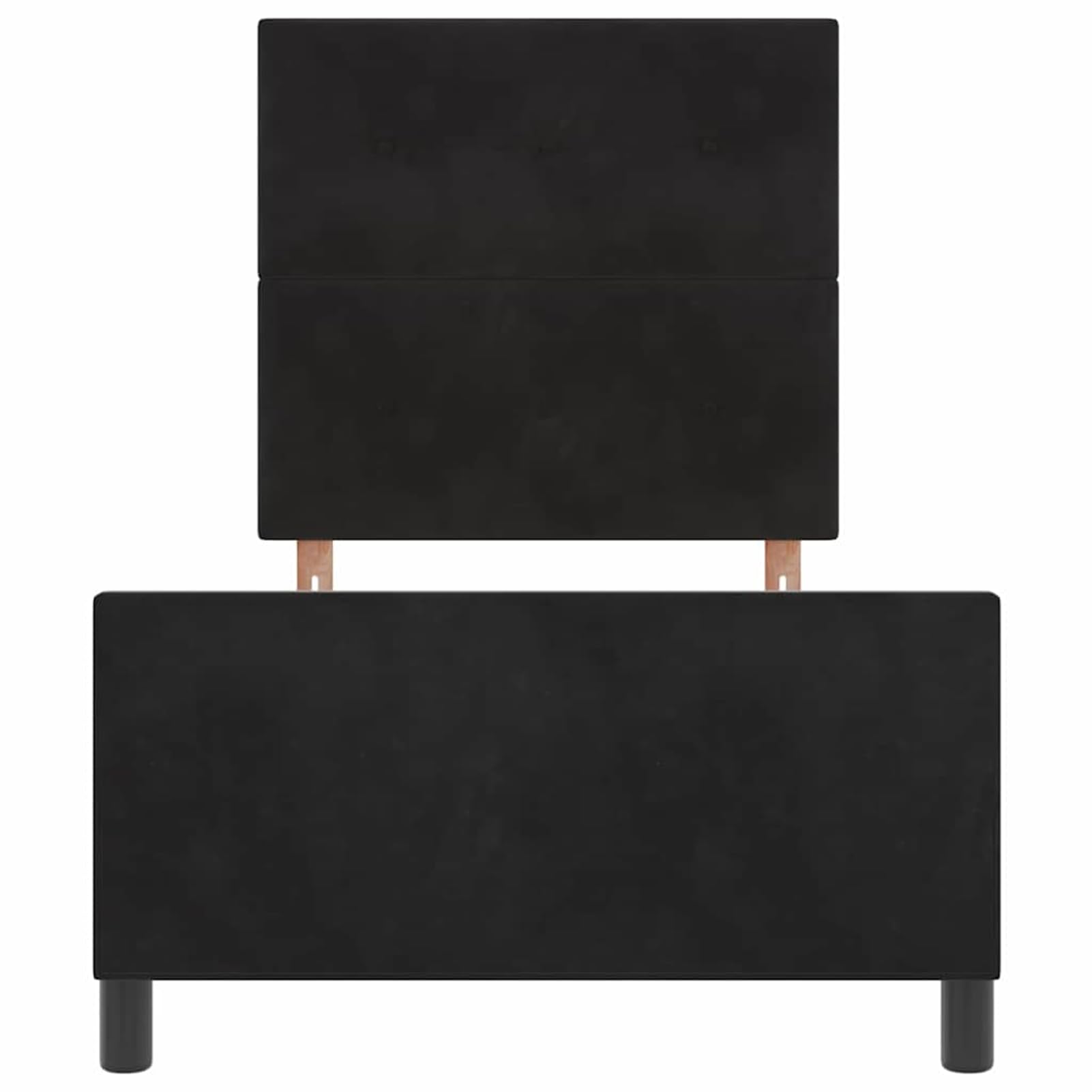 WGYHOME łóżko kontynentalne 100 x 200 cm z zagłówkiem z czarnego aksamitu, 2 opcje wysokości, stelaż ze stelażu z litego drewna sosnowego