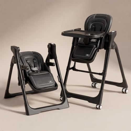 Image of StarAndDaisy Multifunctional Baby High Chair for Boy & Girl with Automatic Swing Cradle, Foldable Feeding Chair, Removable Dining Tray, Adjustable Backrest & Footrest for Infants & Toddler-Black