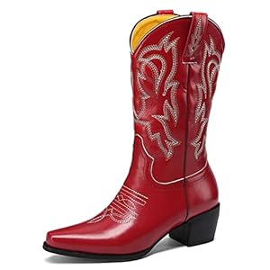 LIPIJIXI Dames’s Cowboy Laarzen Western CowgirL Laarzen Retro Puntige Teen Laarzen