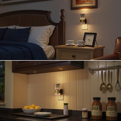 2-Count Briignite 0-100LM Dimmable LED Plug-In Night Lights w/ Bubble Design & Dusk-to-Dawn Sensor (3000K, Gold or Black Ring) - image 6
