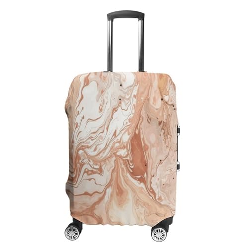 Light Peach And Brown Luggage Cover, Washable Elastic Suitcase Cover Protector Fit 18-32 Inch Luggage