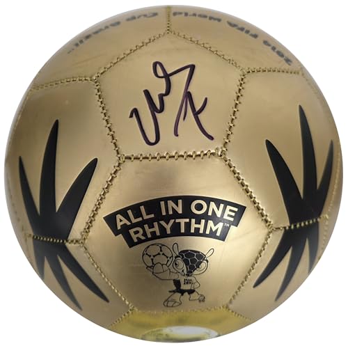 David Villa Signed Gold Soccer Ball Proof COA Autographed New York City Spain - Thumbnail 3