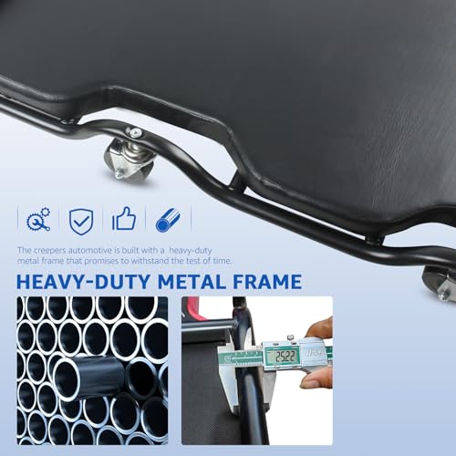 HKTE 44 inches Heavy Duty Garage Creeper, Low Profile Design, Durable Metal Frame, Comfortable Pillow - Thumbnail 4
