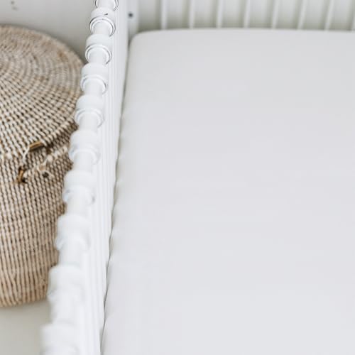 Image of Crib Sheets for Boys & Girls - 2 Pack Fitted Baby Crib Sheets Neutral for Standard & Toddler Bed Mattress - Buttery Soft Organic Cotton Blend (Moonlit White)