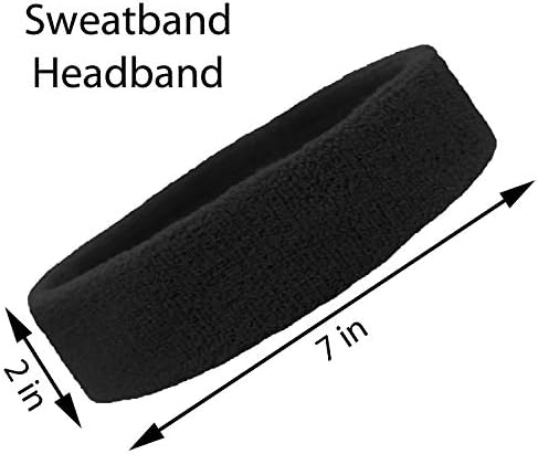 12 Sweatbands Cotton Sports Headbands Terry Cloth Moisture Wicking Athletic Basketball Headband by Kenz Laurenz