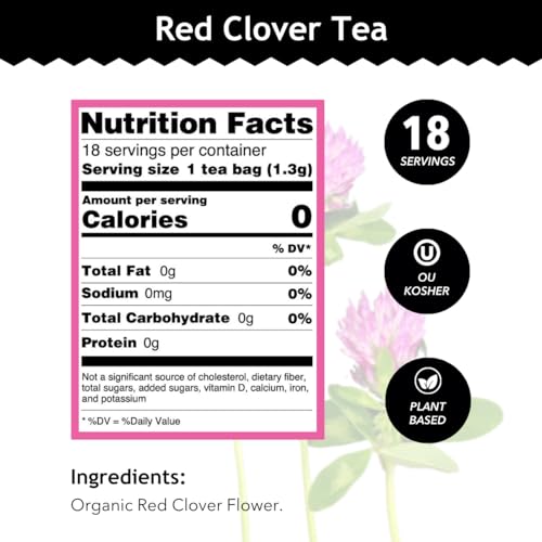 Buddha Teas Organic Red Clover Flower Tea - OU Kosher, USDA Organic, CCOF Organics, 18 Bleach-Free Tea Bags