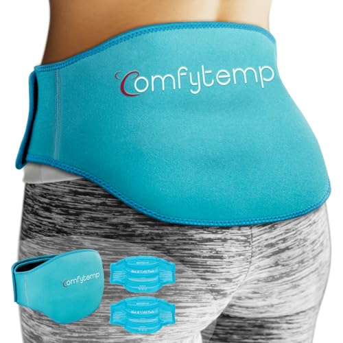 Comfytemp Ice Pack for Back Pain Relief, 2 Packs, FSA Eligible, Reusable Gel Lower Back Wrap Ice Brace for Sciatica Injuries, Hot Cold Compression for Lower Lumbar, Waist, Men Women After Surgery Gift