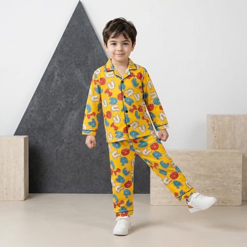 Image of CLAP Kids Cotton Printed Full Sleeves Night Suit