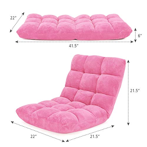 Fantask 14-Position Floor Sofa, Folding Memory Foam Floor Chair W/Comfy Cushions & Study Steel Frame, Angle Adjustable Floor Couch Sofa , Floor Lounge Sofa For Reading Game Meditating(Pink) #TOP1
