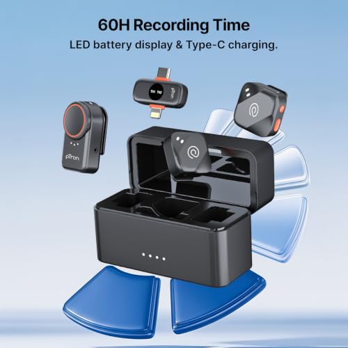 Image of pTron KWM5 Wireless AI-Noise Cancellation Microphone, DSLR Camera Receiver, Type-C & iOS Receiver, 2.4GHz, 360 Sound Capture, 120m Range, 60hrs Battery, Clip-on Mic for Interviews & Vlogging (Sable)