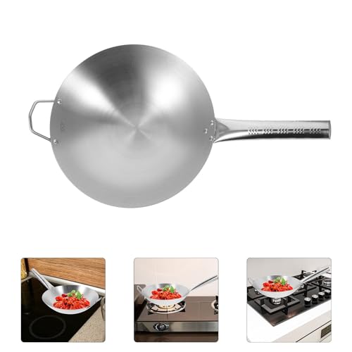 Wok de acero inoxidable antiadherente 30cm mango largo miniatura 6