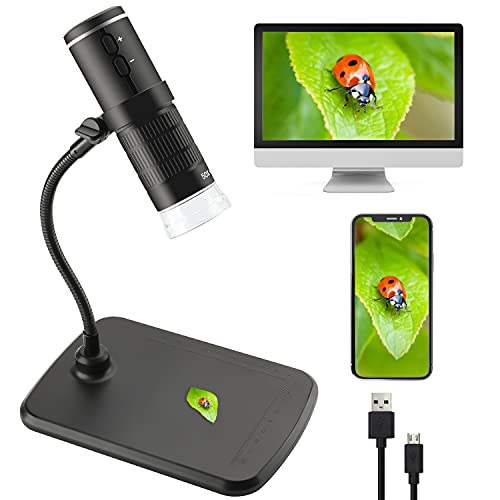 Wireless Digital Microscope, Upgraded 50X to 1000X Handheld Mini USB Microscope with 8 LED Lights, Electron WiFi Microscope for Adults and Kids,Portable Microscope for iOS, Android, Windrows,Mac OS